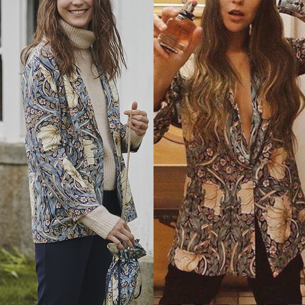 H&M Morris & Co. Collab Floral Patterned Blazer, sz 6
